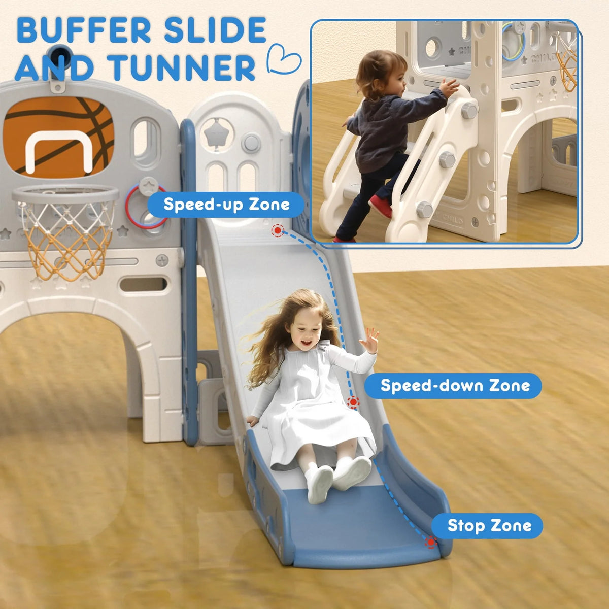 7 in 1 Toddler Slide Set with Basketball Hoop and Ball A2584