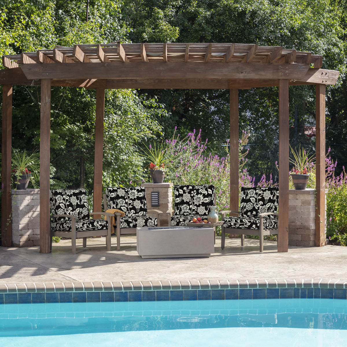 PolyFill Outdoor Deep Seating Cushion Set, 24 x 24, Water Repellant, Fade Resistant, Tufted E780488