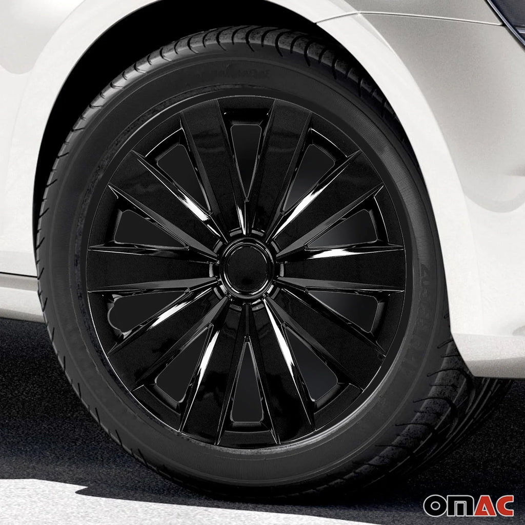 16 Wheel Covers Hubcaps 4Pcs Black Y417187
