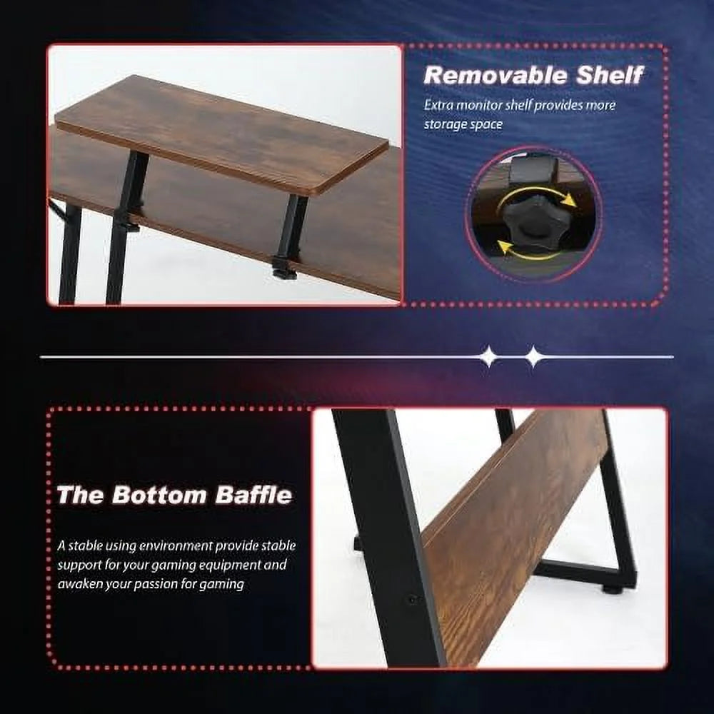 L Shaped Gaming Desk with Large Desktop X862
