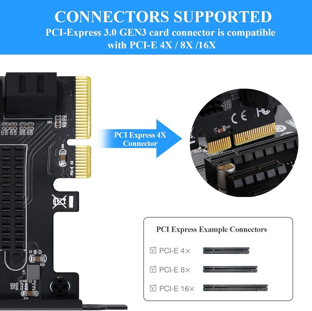 PCIe 4X SATA Card, 6 Ports with 6 SATA Cables, Low Profile Bracket, Non-Raid G31729