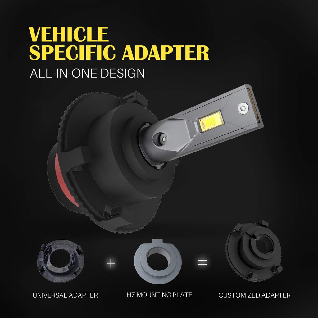 H7 LED Headlight Bulbs with Car Specific Adapters (2 Pack) V59511