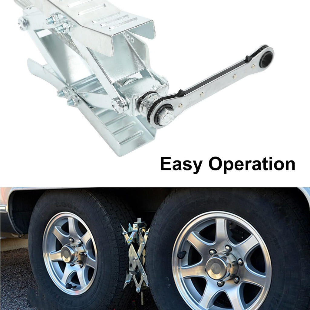 2 Set Wheel Chock Stabilizer Tire Locking Chock with Crank Handle V9076