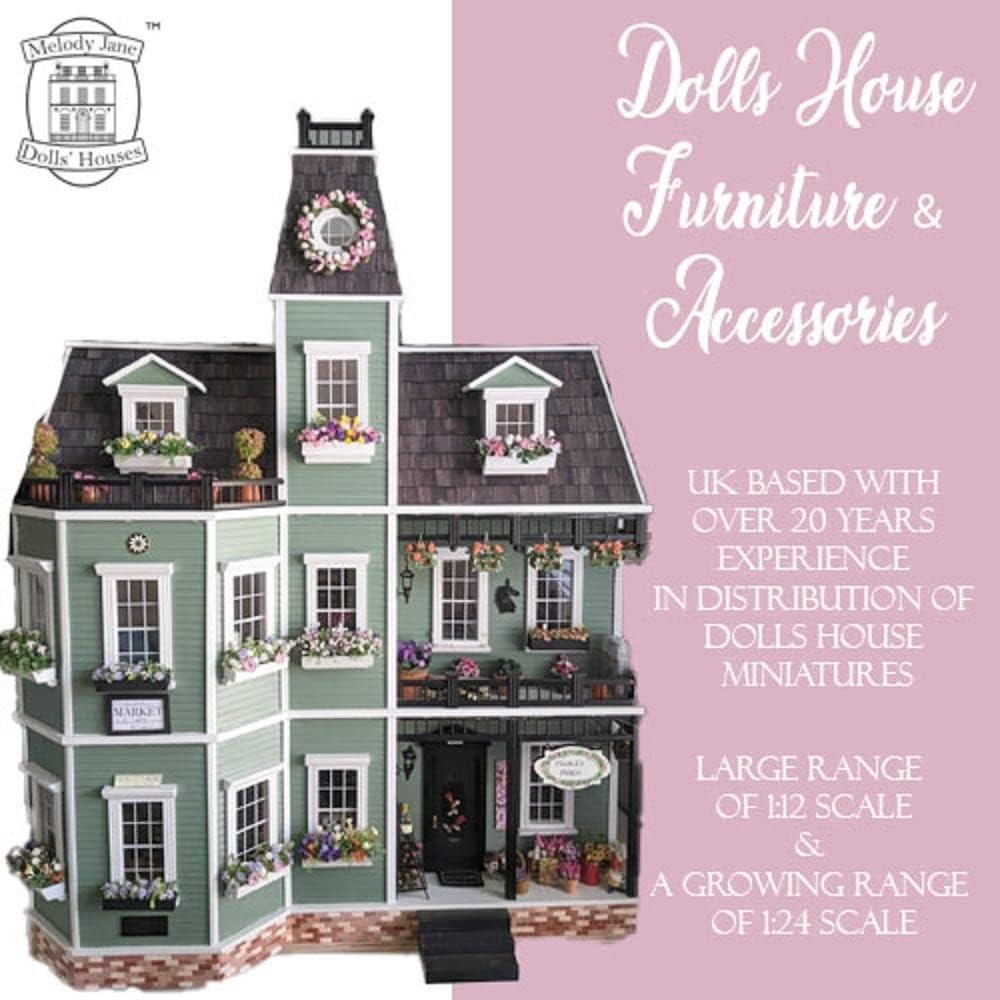 Blue & White Dollhouse Bedroom Furniture Set with Bunk Bed 1:12 Scale K2302