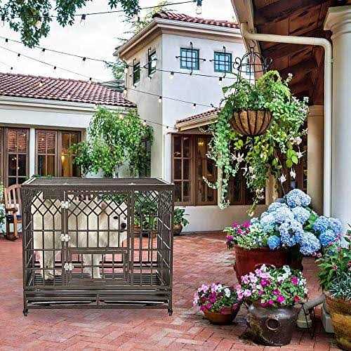 Heavy Duty Metal Dog Cage Pet Kennel Crate Playpen with Wheels T761716