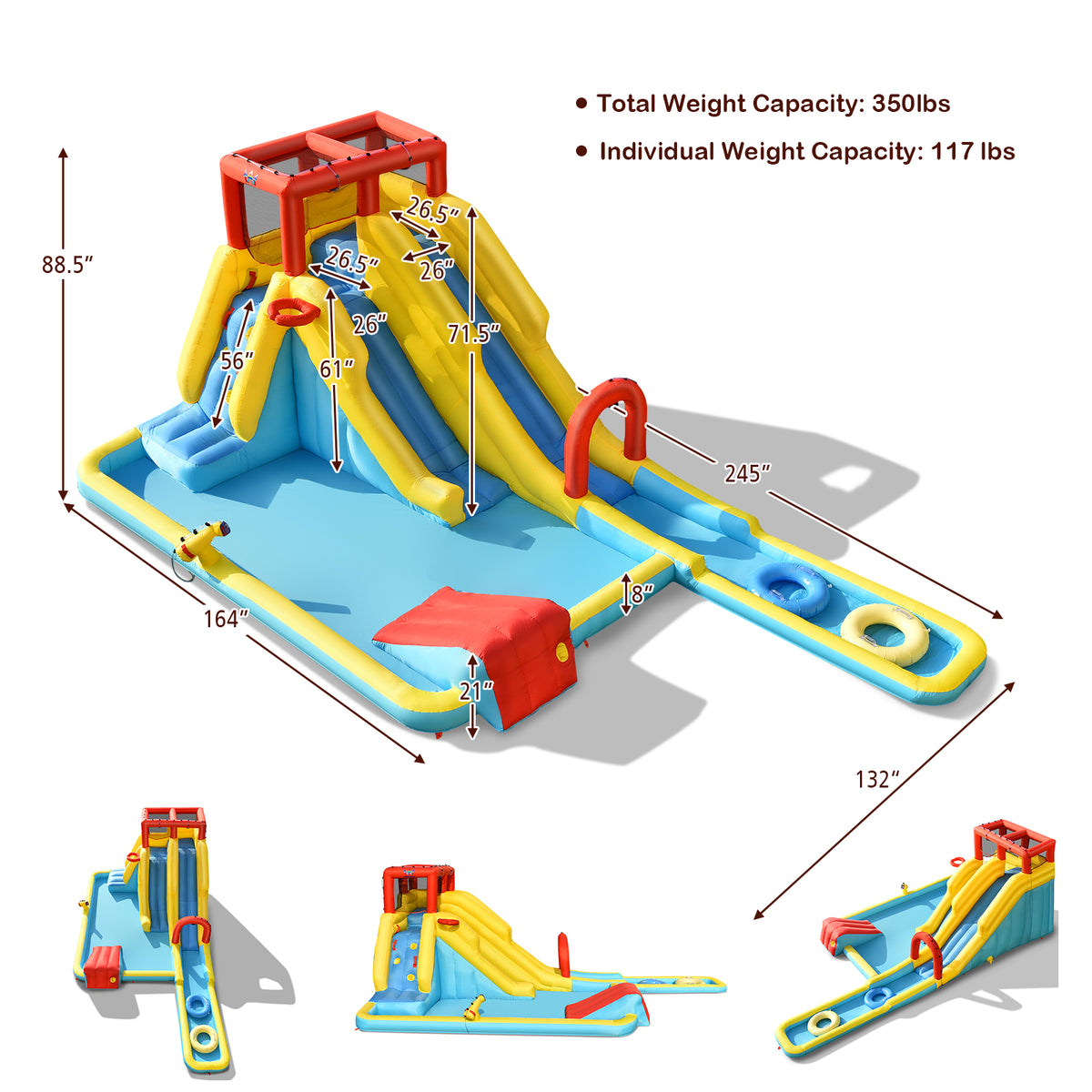 7 in 1 Inflatable Dual Slide Water Park Bouncer Y16401