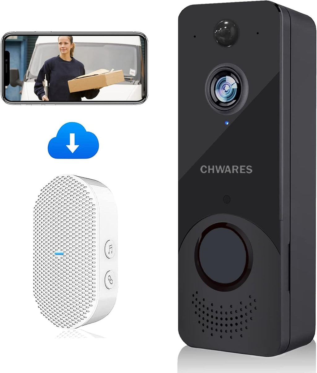 Wireless Video Doorbell Camera with Chime, 1080P HD Motion Detector, 2-Way Audio, Night Vision, Battery Powered E521033