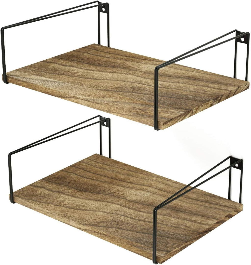 Weathered Grey Wood Wall Shelves Set of 2 B596523