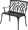 Black Cast Aluminum 2-Person Patio Bench U5758