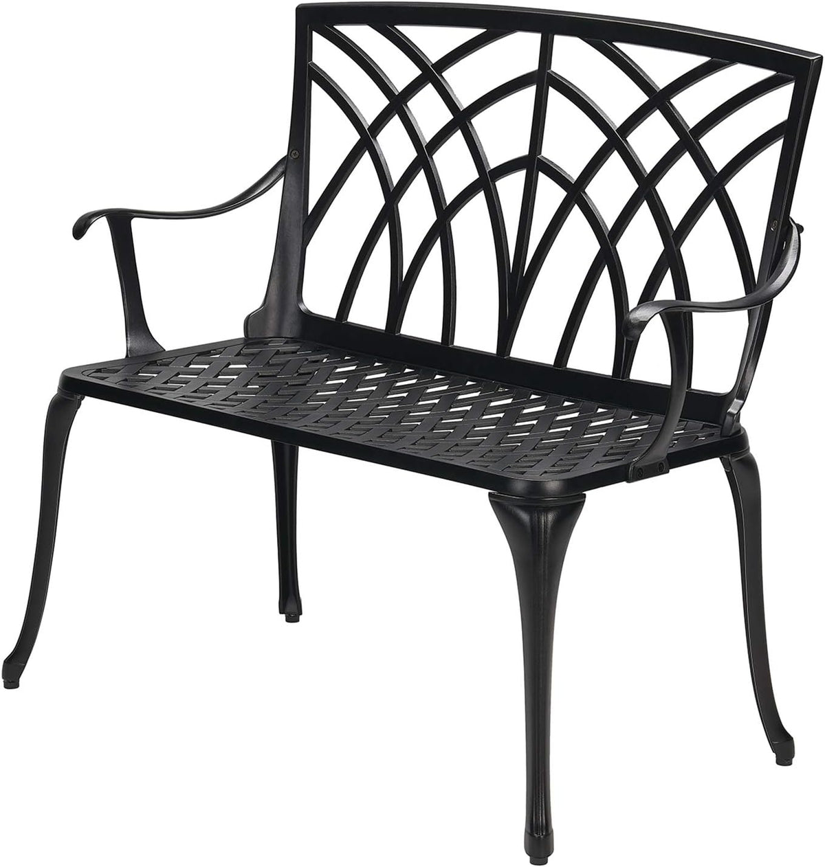 Black Cast Aluminum 2-Person Patio Bench U5758