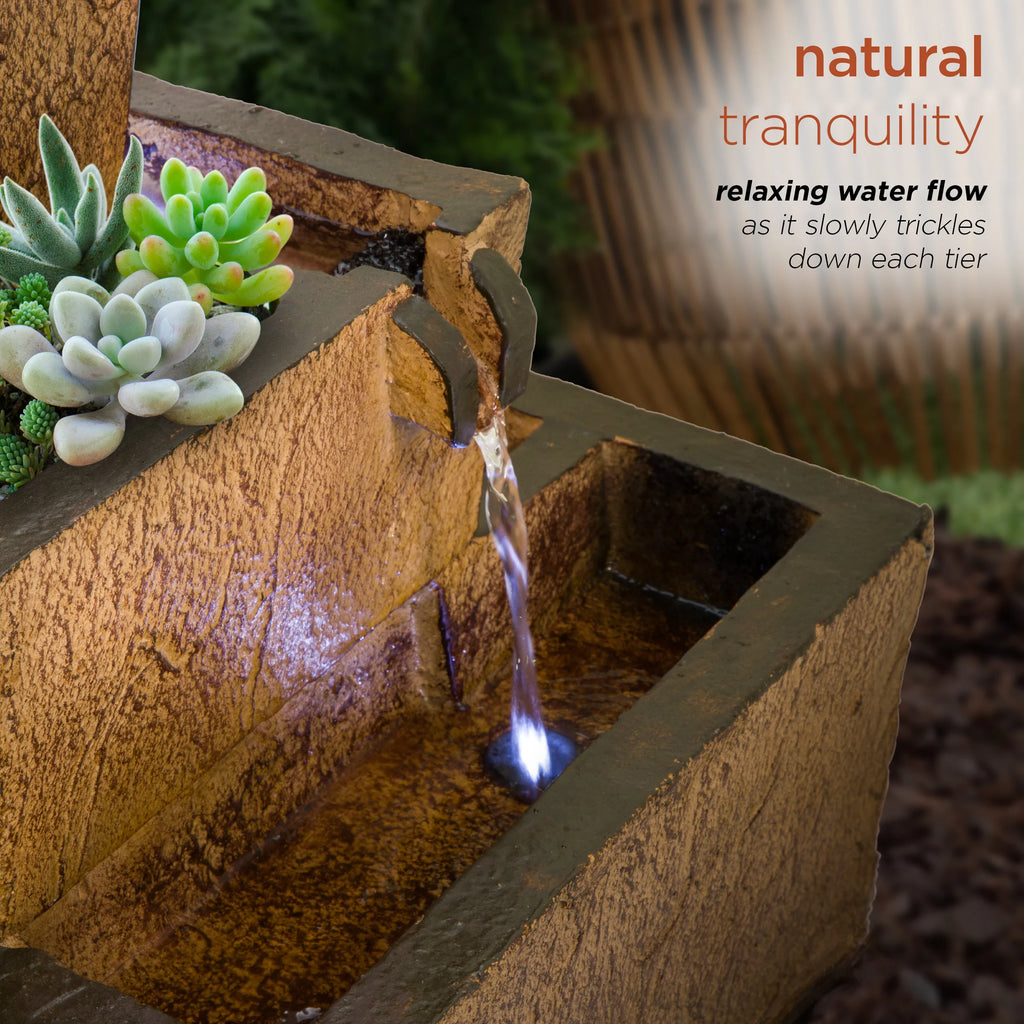 17" Tall Solar Tiered Fountain with LED Lights T723501