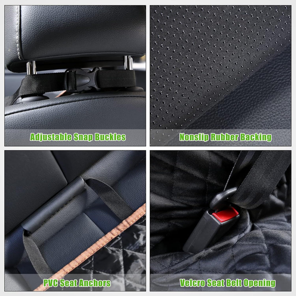 Waterproof Dog Car Seat Cover with Mesh Window and Storage Pockets S29040