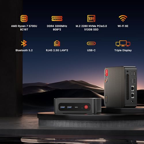 Mini Gaming PC AMD Ryzen 7 5700U 32GB RAM 1TB NVMe SSD Windows 11 Pro P9365
