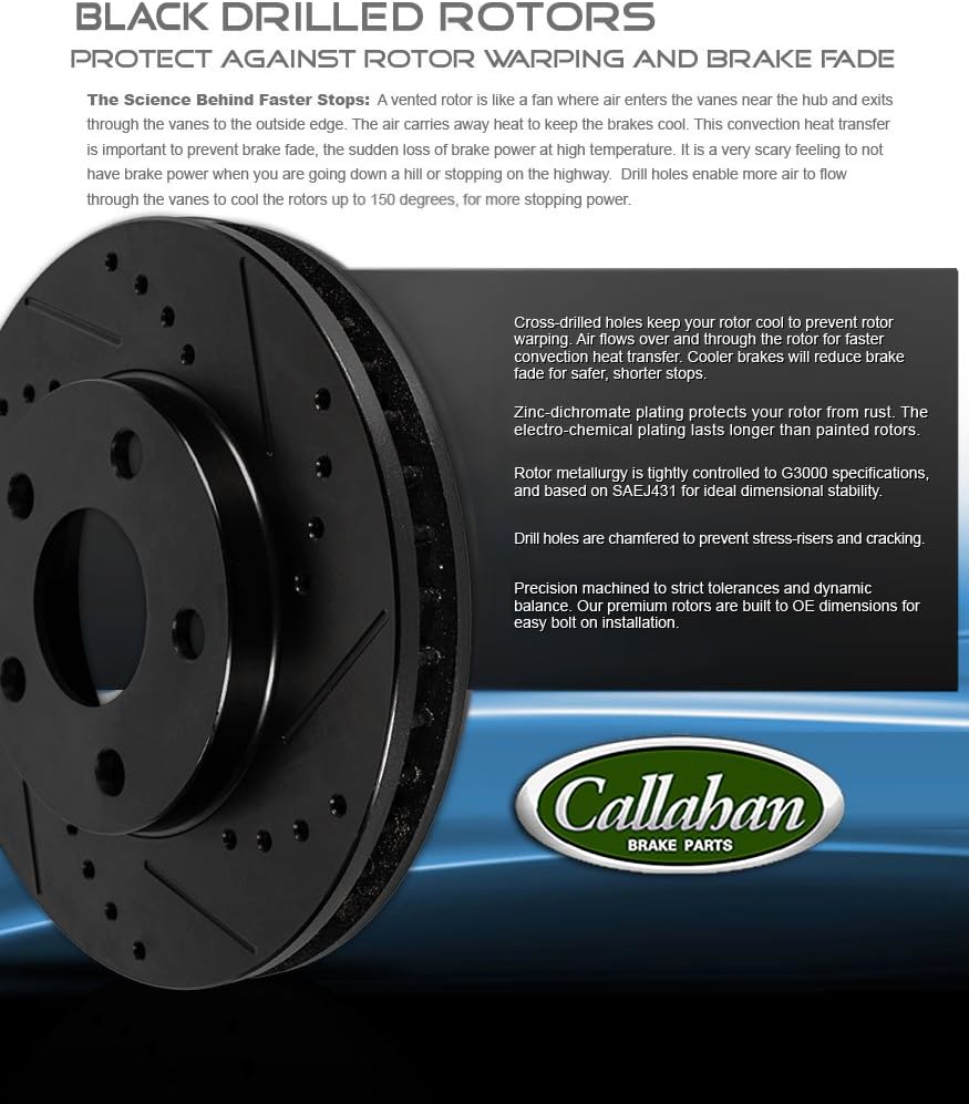 Black Drill Slot 5 Lug Brake Rotors W67301