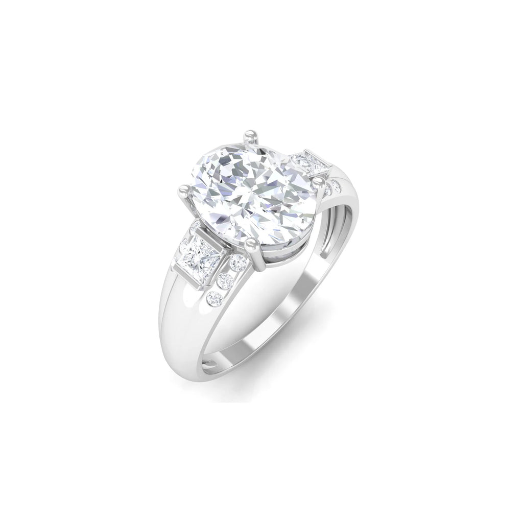 925 Sterling Silver Oval Zircon Engagement Ring T694
