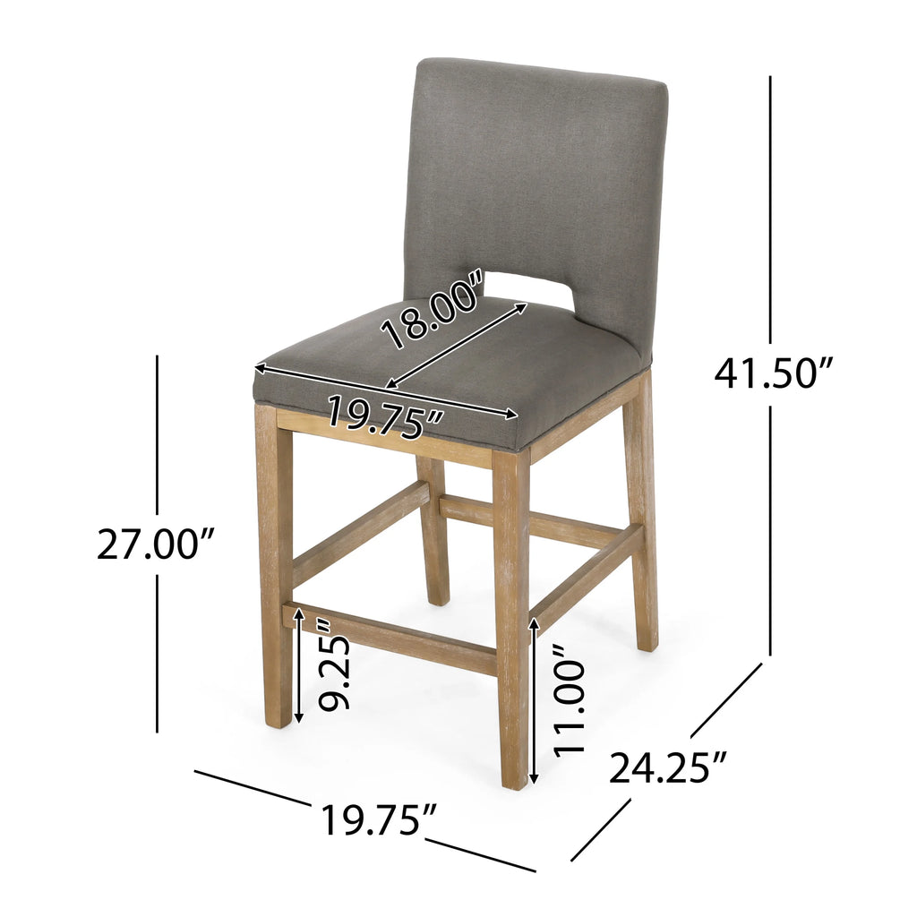 Fabric Upholstered 27 Inch Counter Stools, Set of 2 H3101