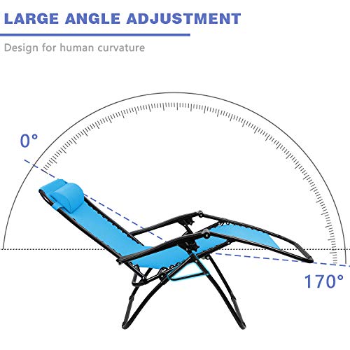 Blue Zero Gravity Chair Set of 2 with Cup Holder I1639