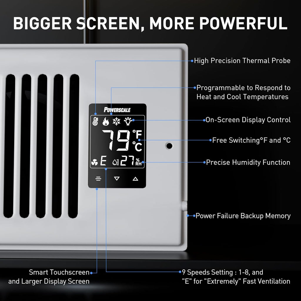 Smart Vent & Quiet Air Booster Register Fan with Humidity Sensor L228907