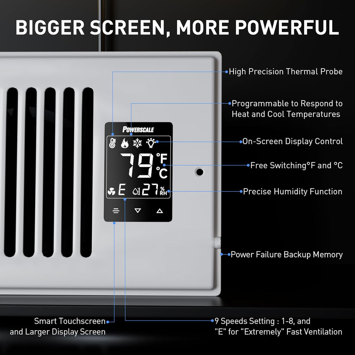 Smart Vent & Quiet Air Booster Register Fan with Humidity Sensor L228907