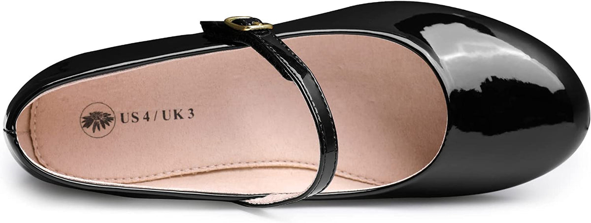 Black Mary Jane Dress Shoes Low Heels I1419