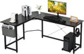 White L Shaped Computer Desk with Storage Bag and Monitor Stand B694