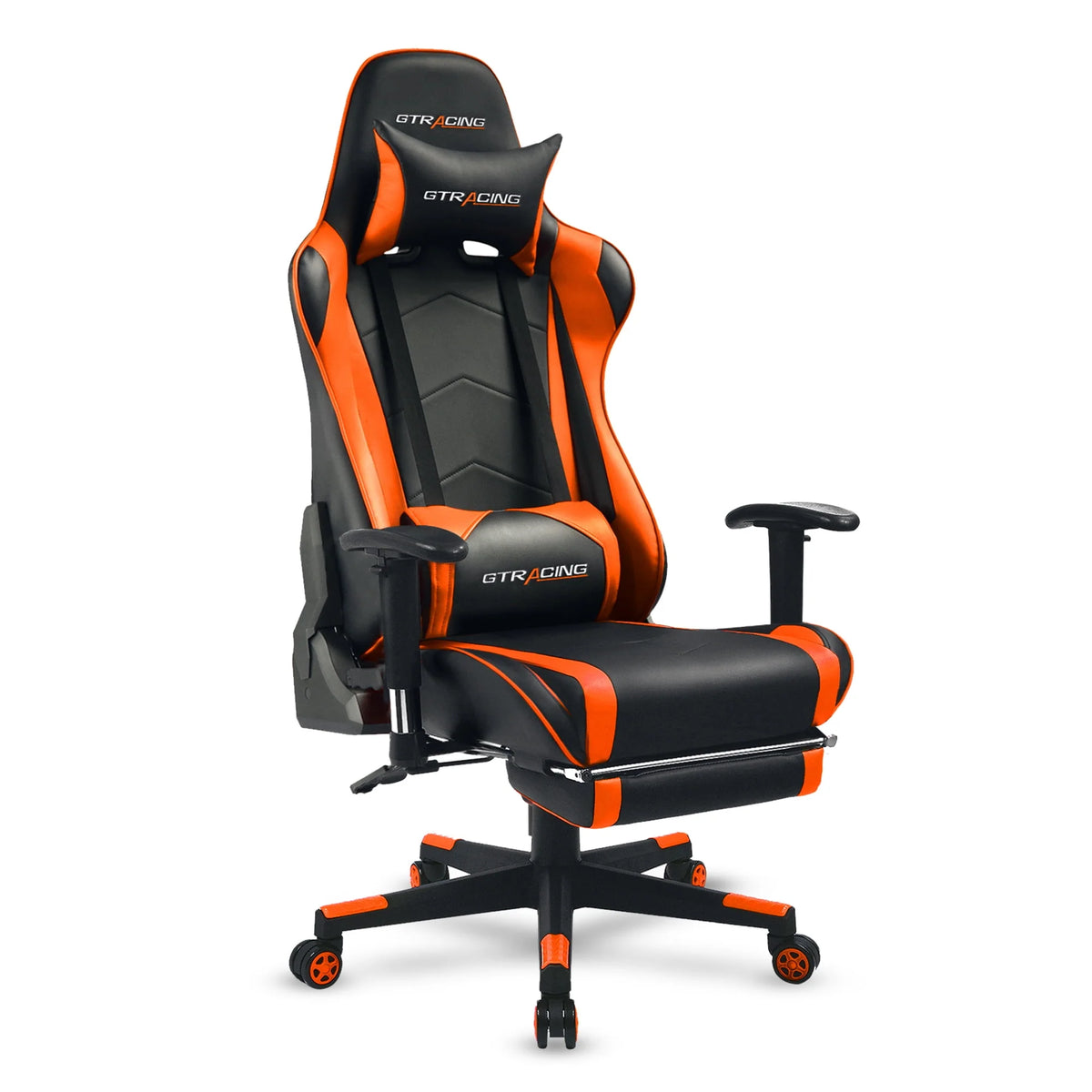 Red PU Leather Gaming Chair with Footrest Y117
