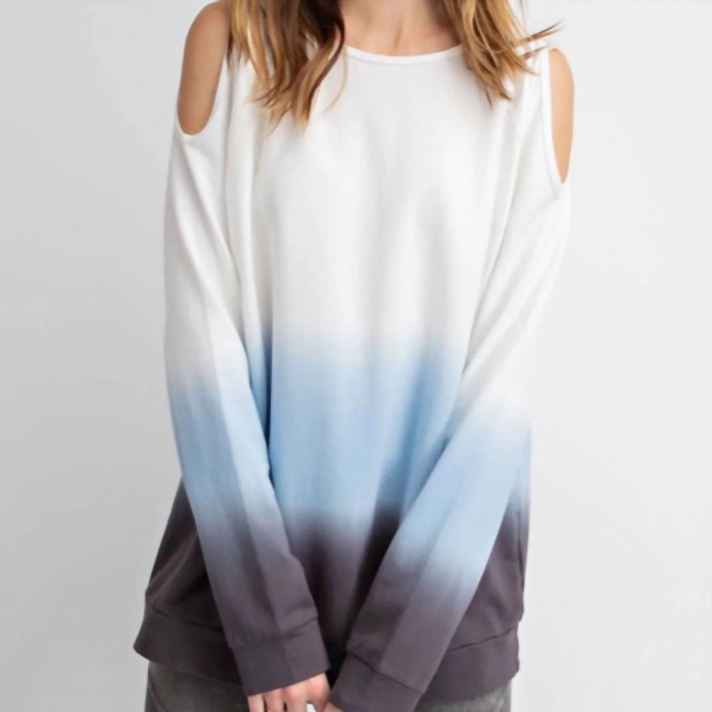 Tie Dyed Cold Shoulder Top S221490