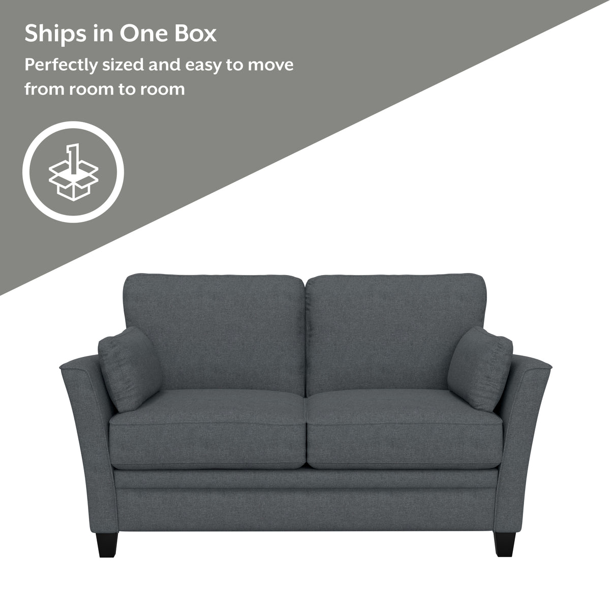 Gray Upholstered Loveseat with 2 Pillows X31939