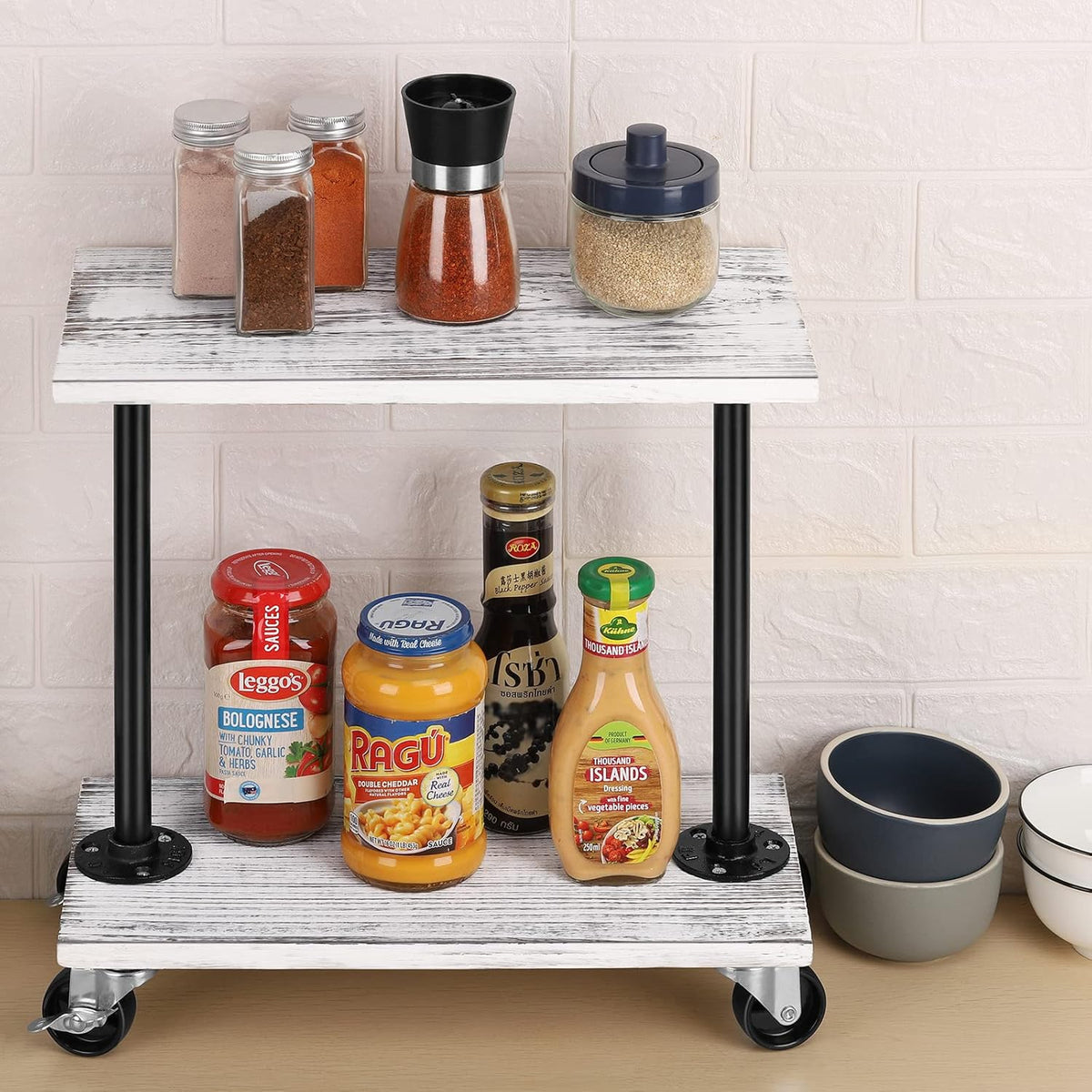 Narrow End Table with Wheels D546979