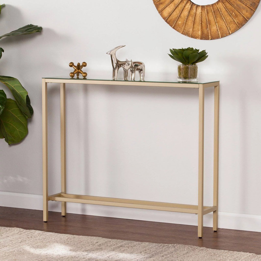 Gold Narrow Mirror Top Console Table S497