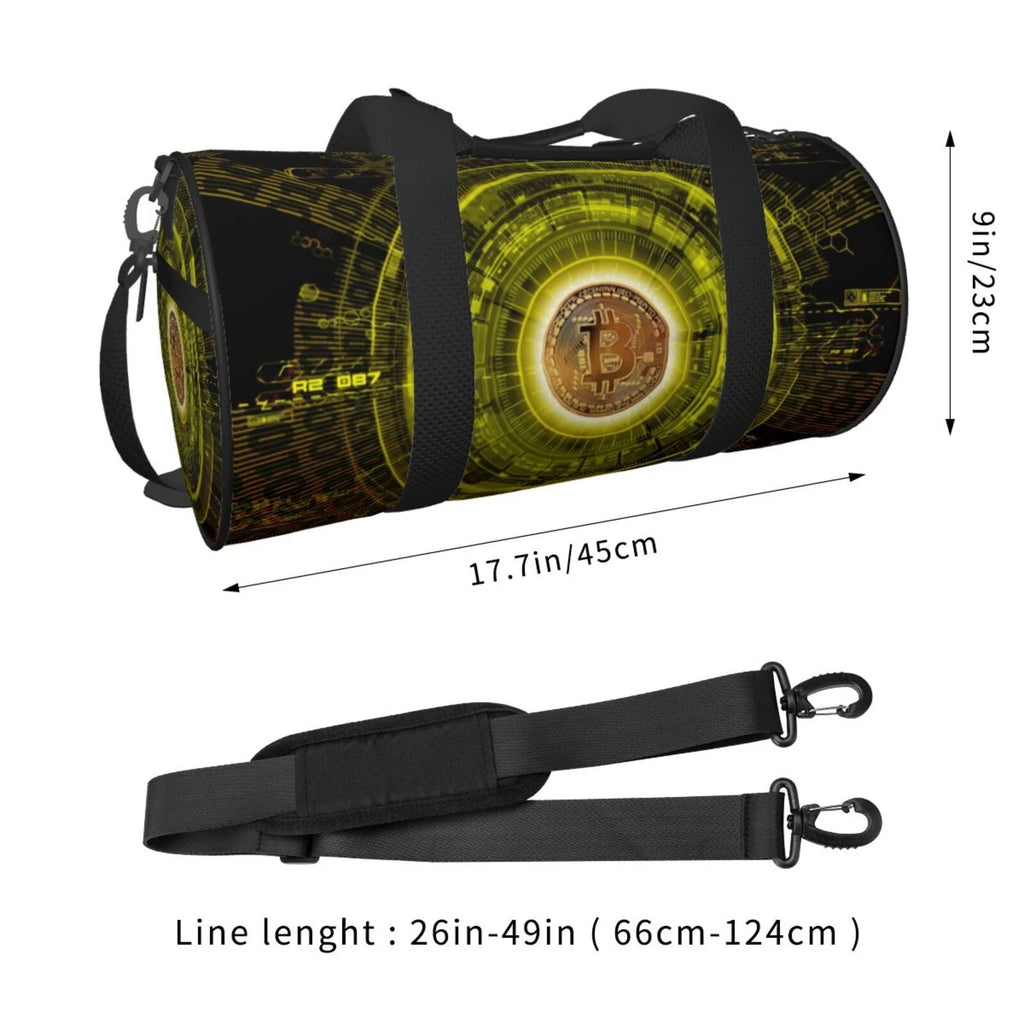 Gold Bitcoin Blockchain Cryptocurrency Unisex Large Duffle Bag F159935