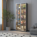 Glass Display Cabinet with Light Strips, 5 Shelves, Glass Doors V4110