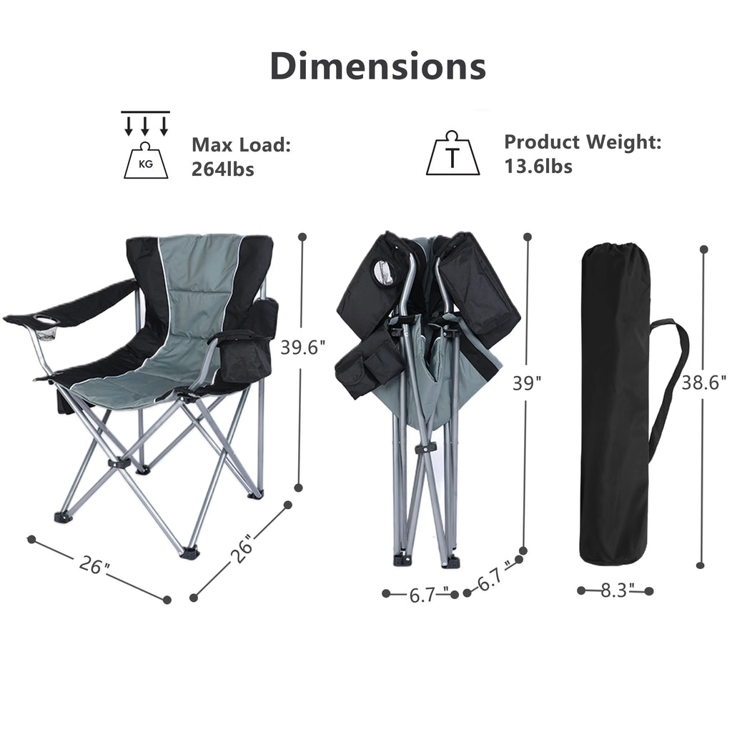 Oversized Folding Camping Chair with Cup Holder and Cooler Bag M427
