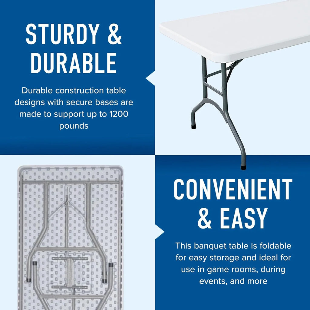 White 6 Foot Folding Table Q40543