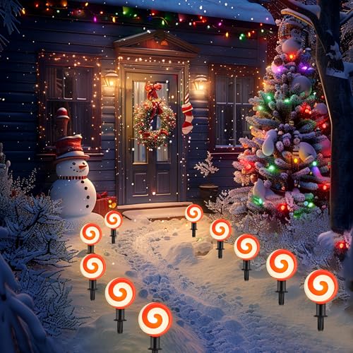 Red 10 LED Peppermint String Lights with Stakes O6296