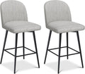 26 Inch Upholstered Swivel Bar Stools Set of 2 with Back and Metal Legs H574665