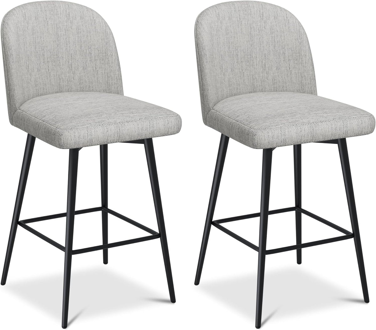 26 Inch Upholstered Swivel Bar Stools Set of 2 with Back and Metal Legs H574665