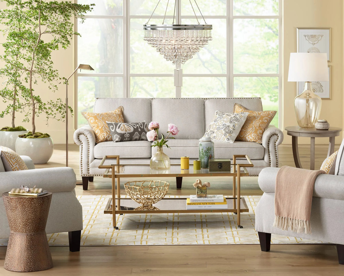 Glass Table Lamp with Off-White Shade P64002