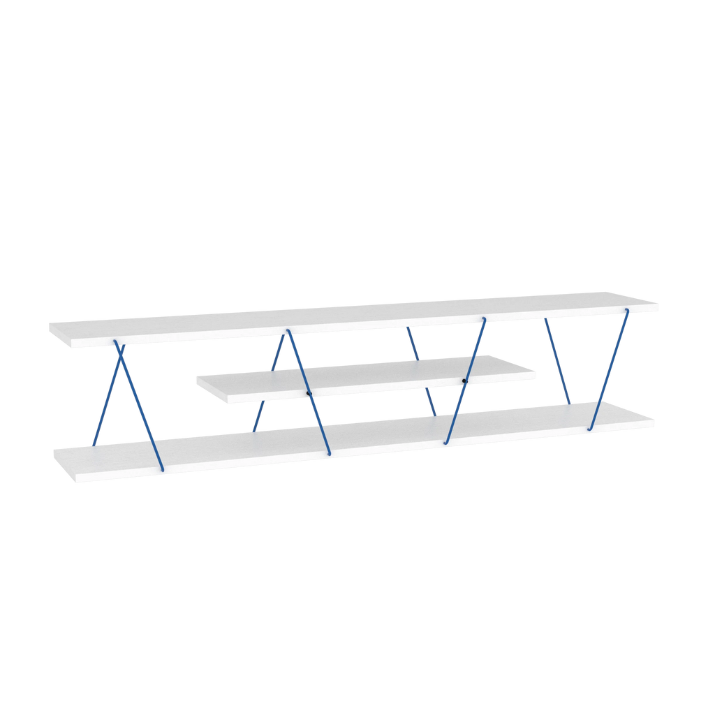 White Blue 4 Shelf 56 inch TV Stand H47955
