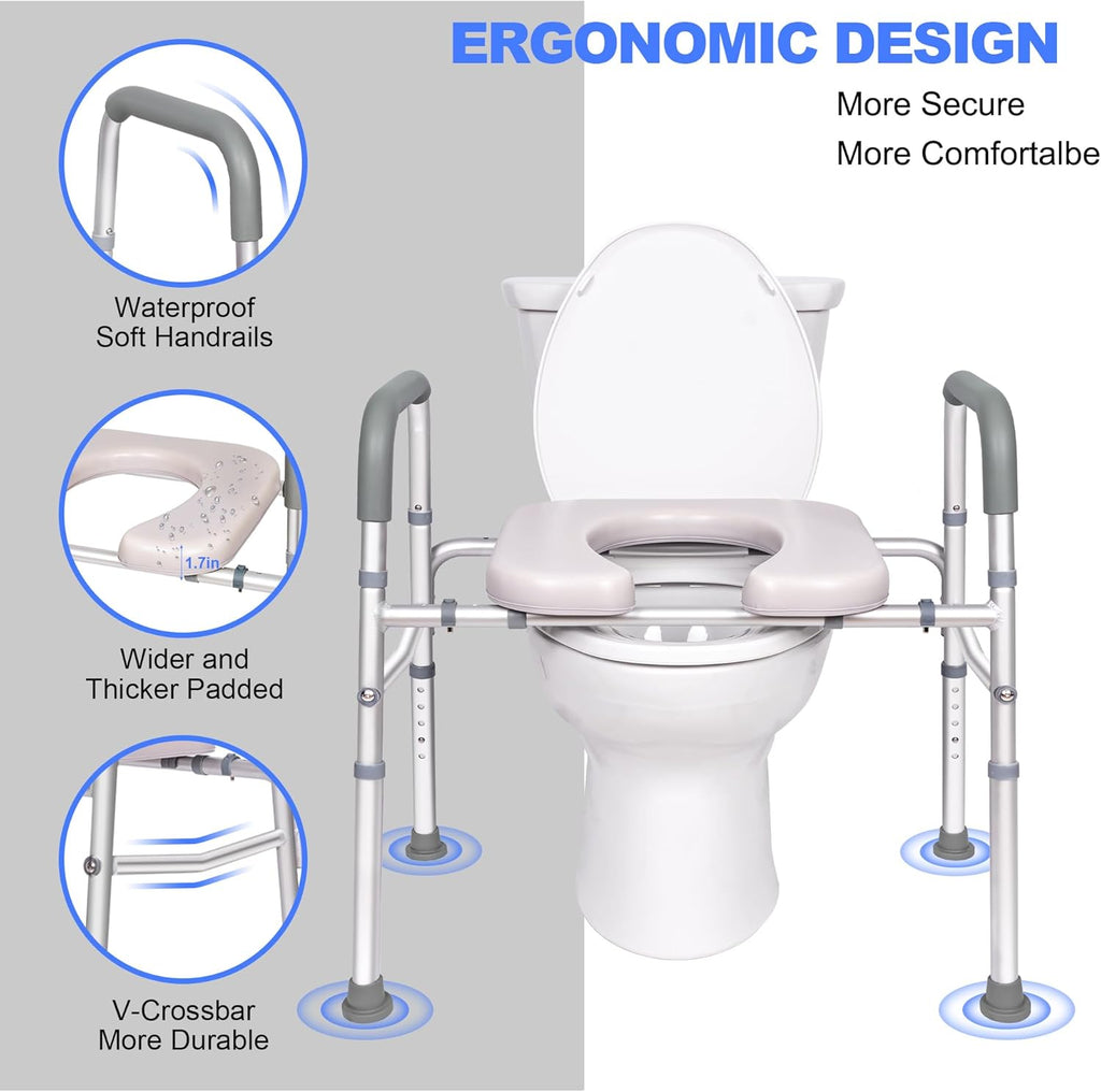 Raised Toilet Seat with Handles, Width Adjustable, 400 lbs O606496