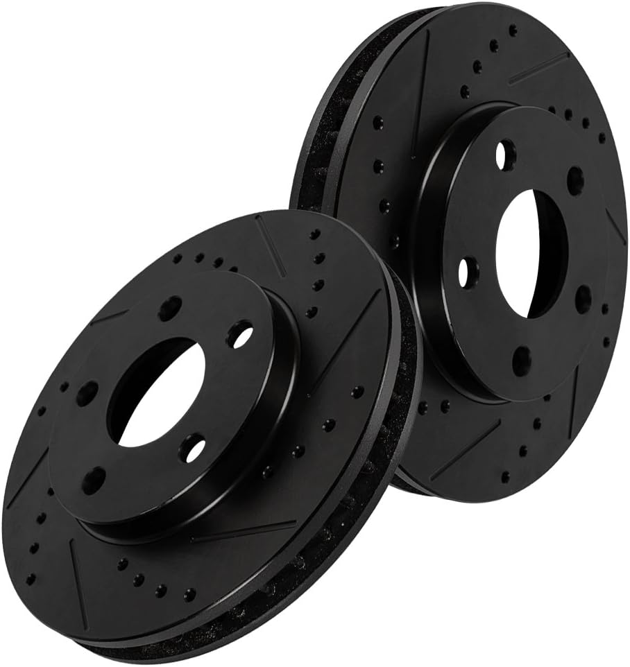 Black Drill Slot 5 Lug Brake Rotors W67301