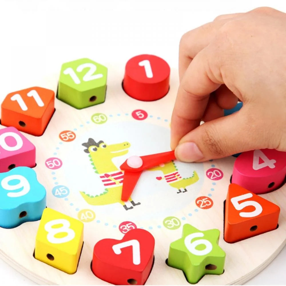 Wooden Puzzles for Toddler Shape Sorting Color Stacking Clock N57669
