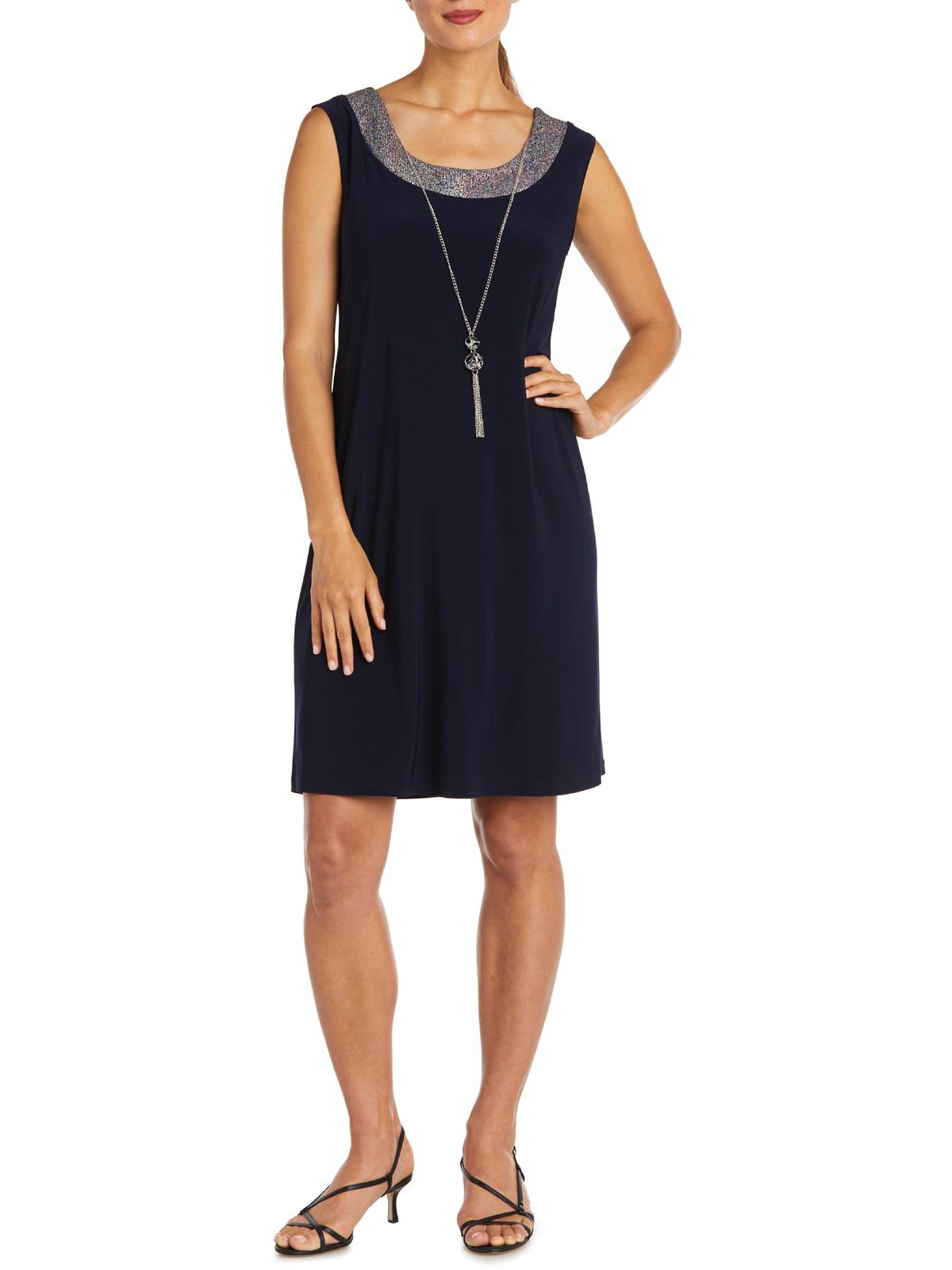 2 Piece Foil Knit Sleeveless Knee-Length Dress with Jacket T13311