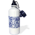 Blue and White Straw Water Bottle, 21-ounce M82084
