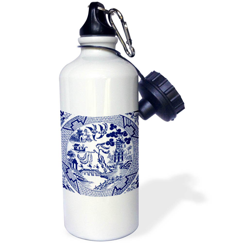 Blue and White Straw Water Bottle, 21-ounce M82084