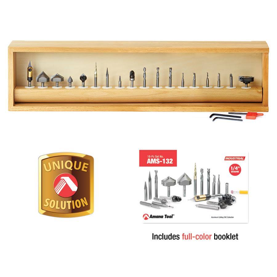 18-Pc CNC Router Bit Collection, 1/4 Shank R53343