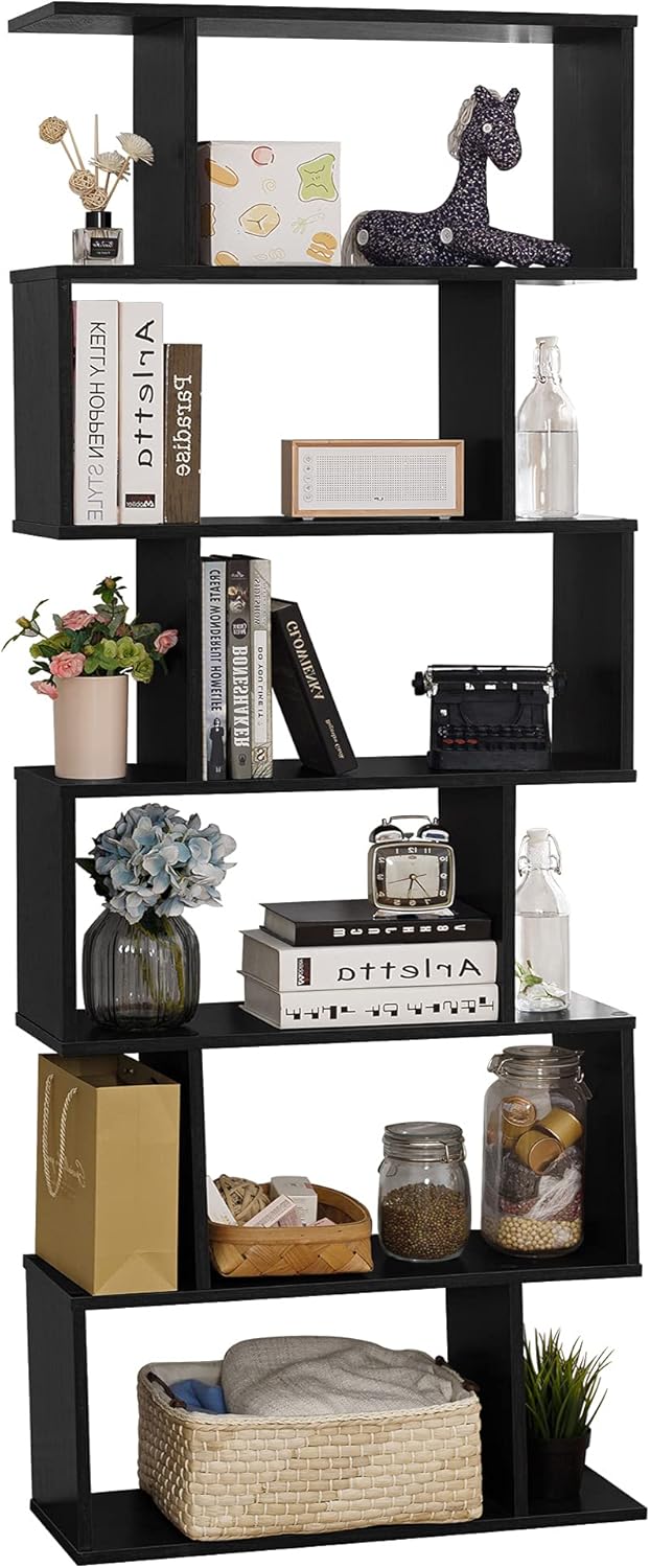 6-Tier White Wooden Bookcase and Room Divider G152393