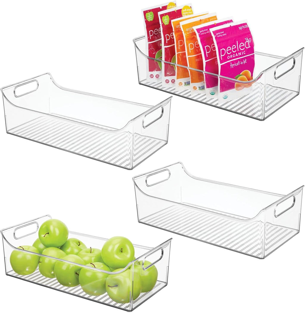 Clear Plastic Kitchen Storage Container Bins with Handles 4 Pack M1165