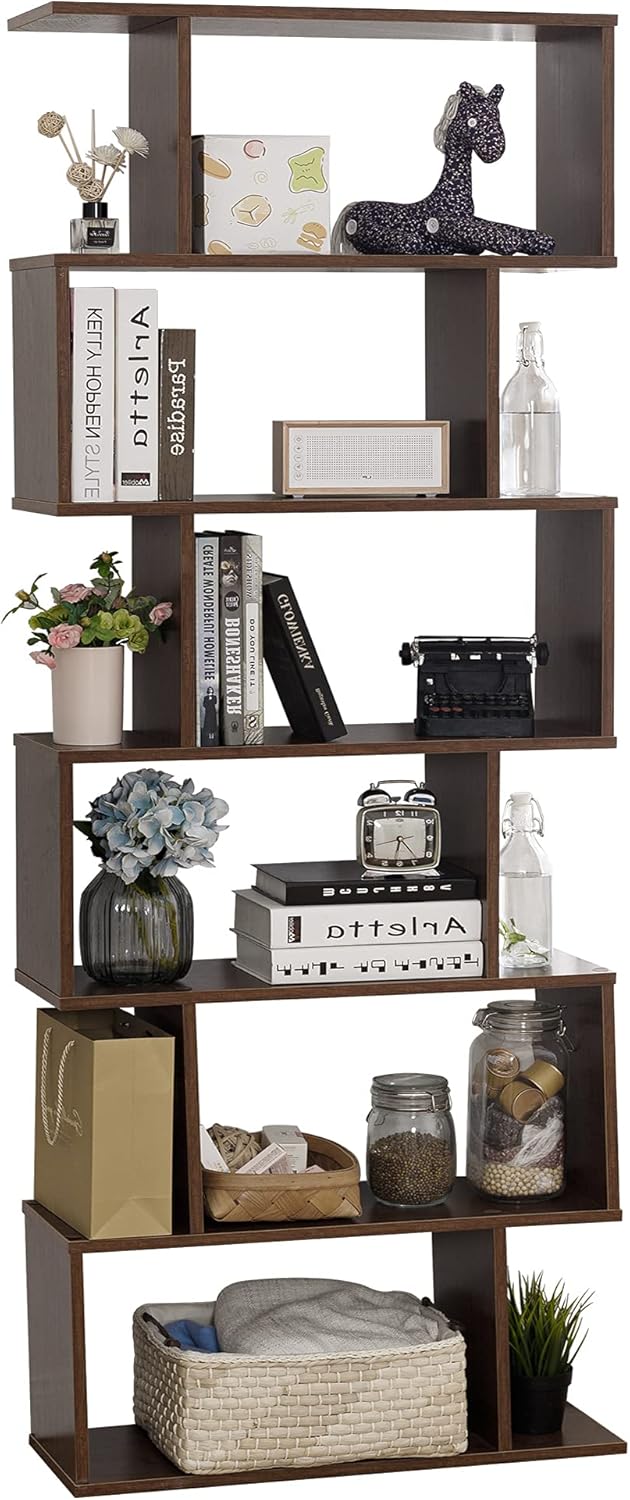 6-Tier White Wooden Bookcase and Room Divider G152393