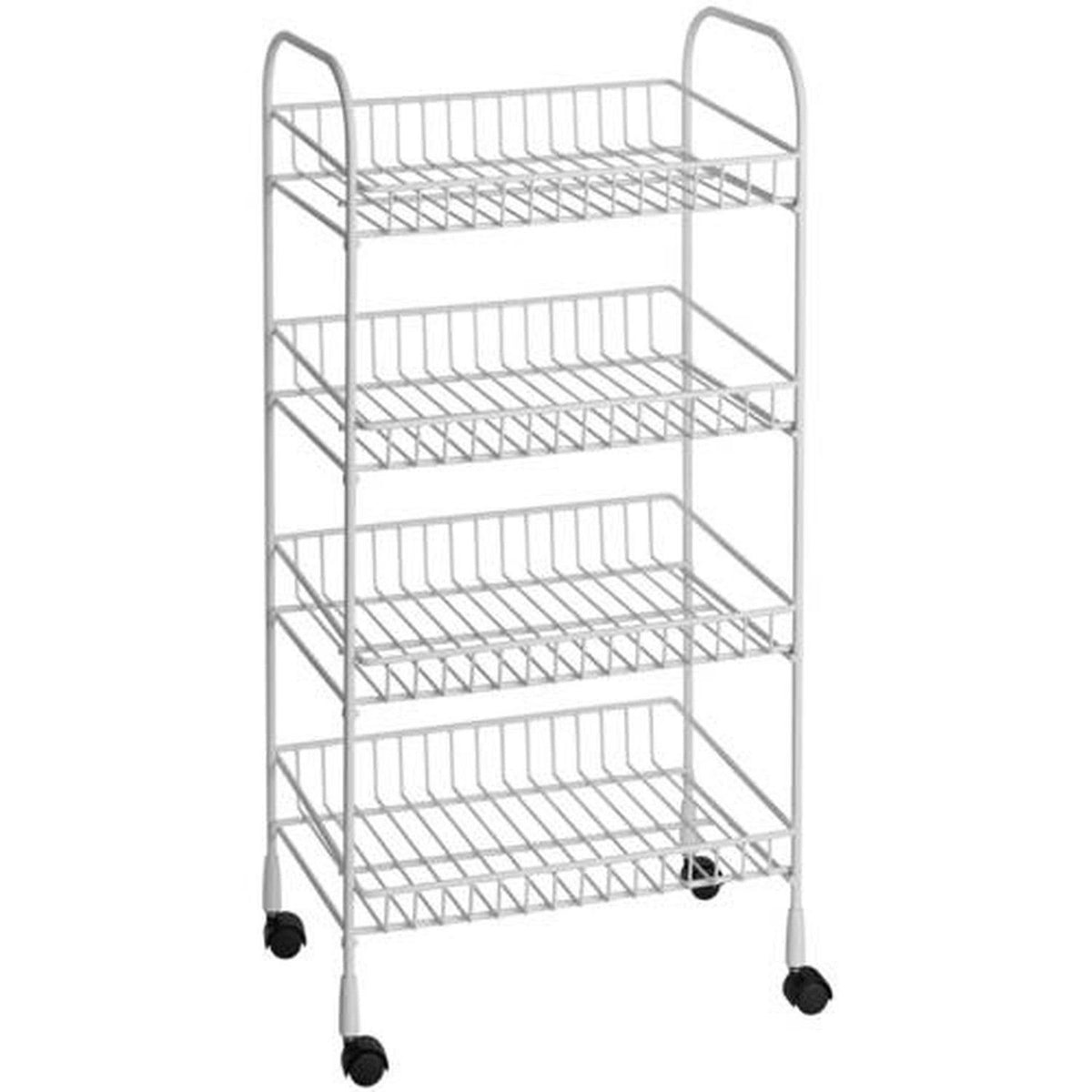 4-Tier White Wire Utility Cart O4191